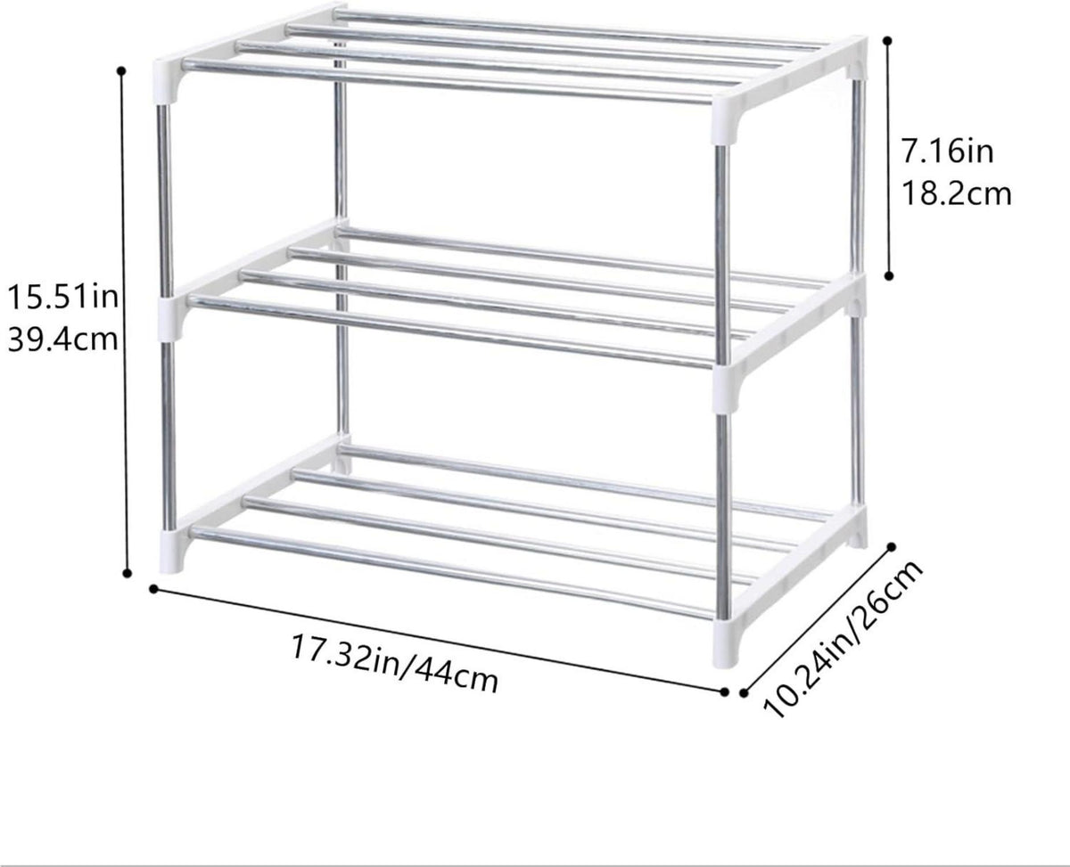 Jucaifu Stapelbares Schuhregal 3 Etagen Weiß 44x26x39.4 cm