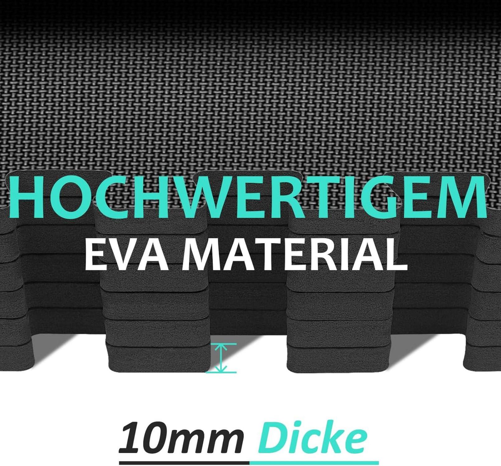 Bodenschutzmatte Fitness Set 48er Puzzlematte Eva Sportmatte, rutschfest, schwarz