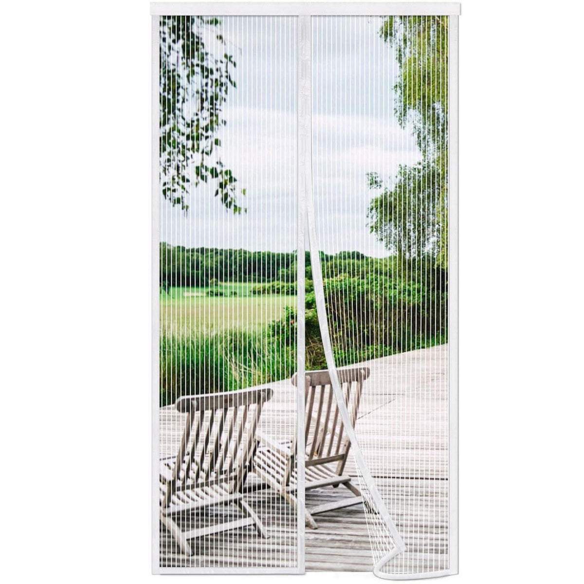 Magnet Fliegengitter Tür 215x260cm Weiß – Ohne Bohren, Automatisches Schließen