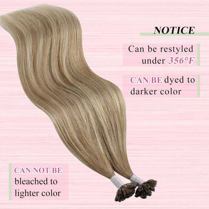Echthaar Bonding Extensions Ombre Braun Blond 45cm