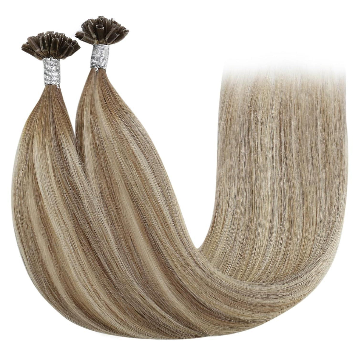 Echthaar Bonding Extensions Ombre Braun Blond 45cm