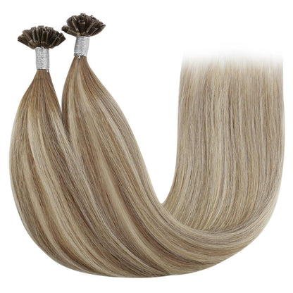 Echthaar Bonding Extensions Ombre Braun Blond 45cm