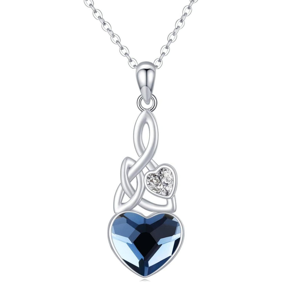 925 Sterling Silber Kette Herz Kristall Anhänger, Geburtsstein Halskette