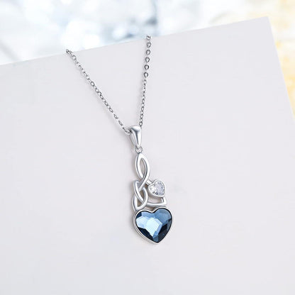 925 Sterling Silber Kette Herz Kristall Anhänger, Geburtsstein Halskette