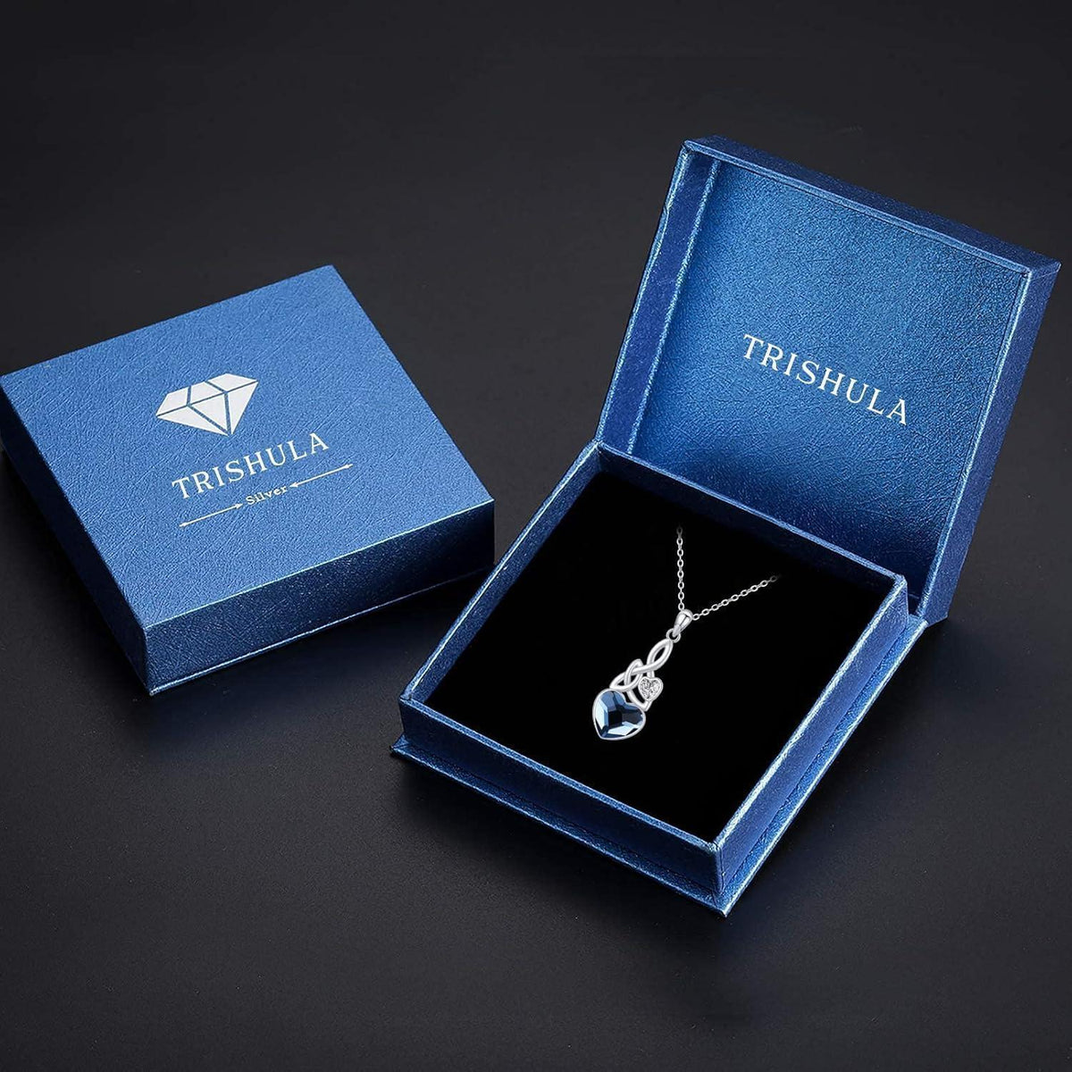 925 Sterling Silber Kette Herz Kristall Anhänger, Geburtsstein Halskette