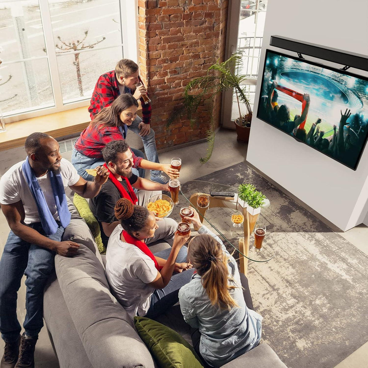 PUTORSEN Soundbar Halterung für TV 23-65 Zoll, bis 15kg, Schwarz