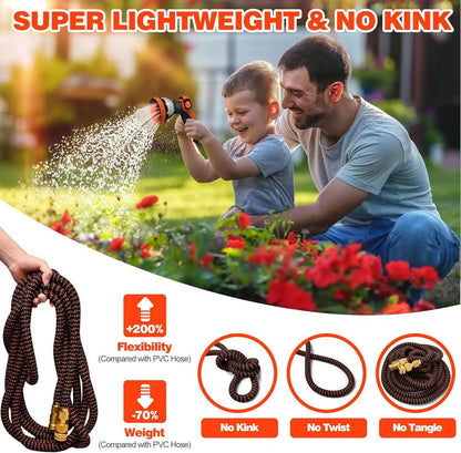 WEUE Gartenschlauch Flexibel 15M 10 Funktionen Sprühdüse Orange