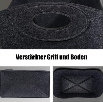 Theo&Cleo Holzkorb Kaminholz Filztasche Aufbewahrungskorb Einkaufstasche dunkelgrau