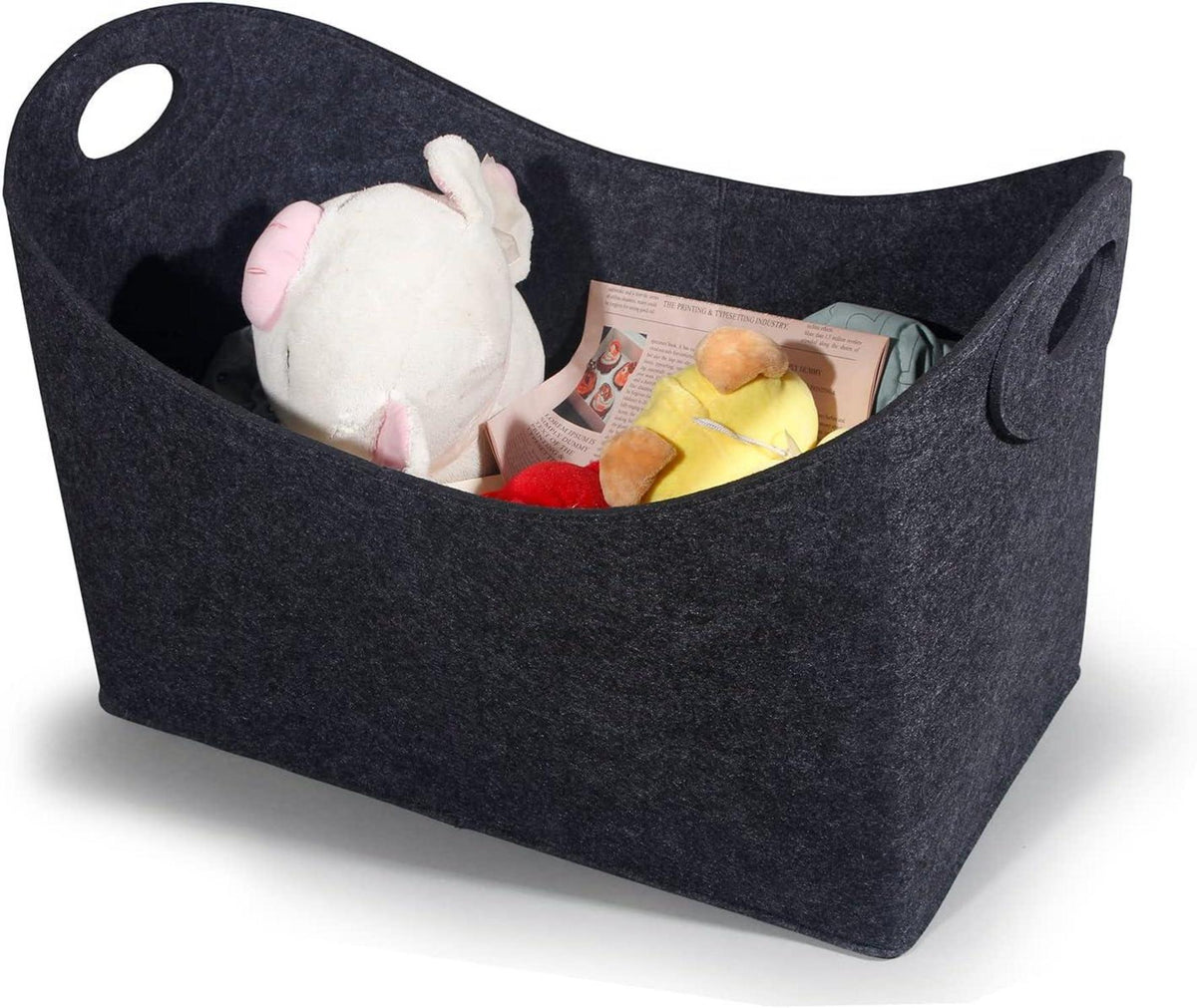 Holzkorb Kaminholz Filztasche Shopper Aufbewahrungskorb 54B Dunkelgrau