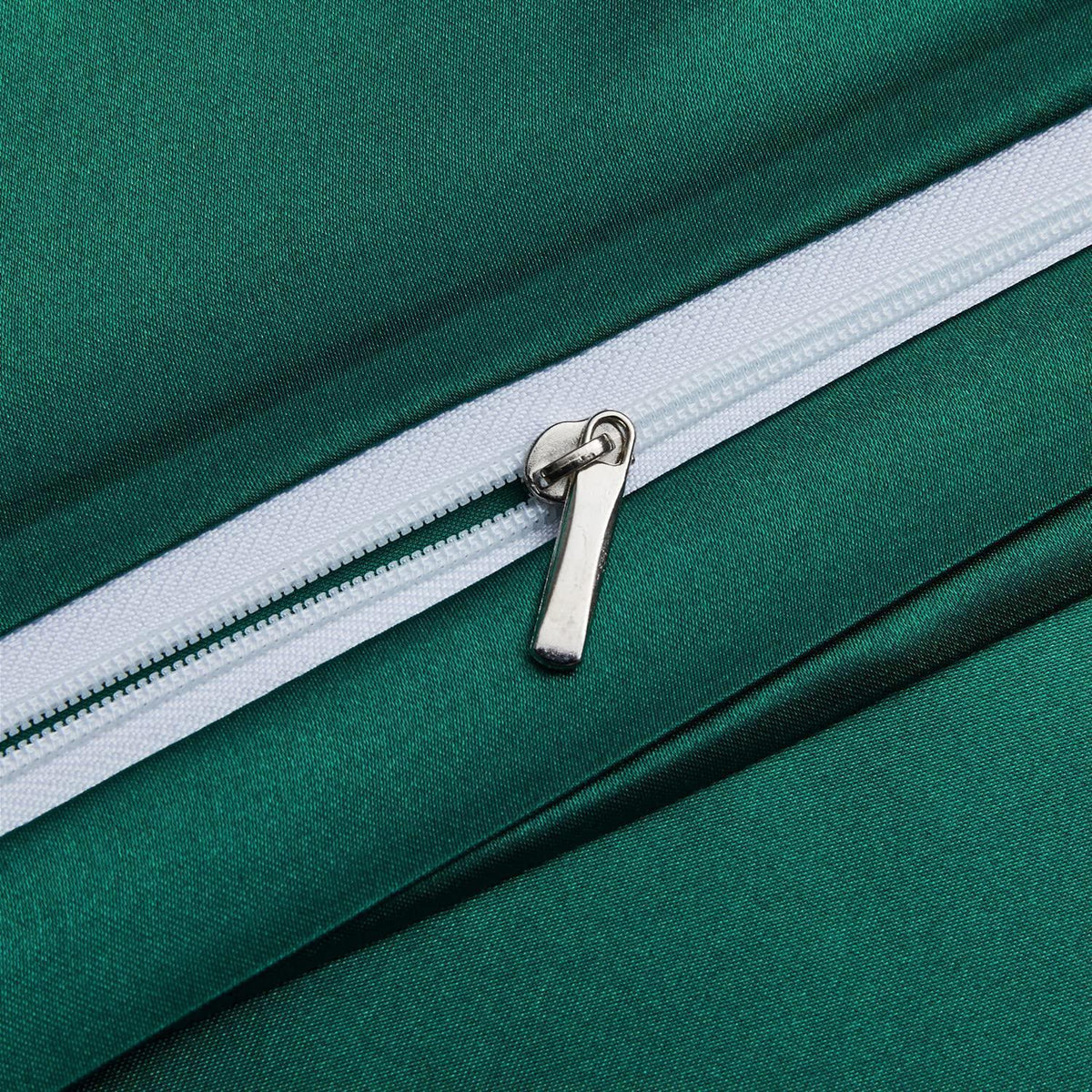 Satin Bettwäsche Set 135x200 Dunkelgrün 4-teilig