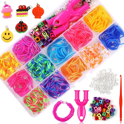 Loom Bänder Set 600 Stück Loops Gummis Bunt Geschenk DIY Armband