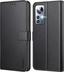 Premium Leder Handyhülle für Xiaomi 12X Mi 12 - Schwarz