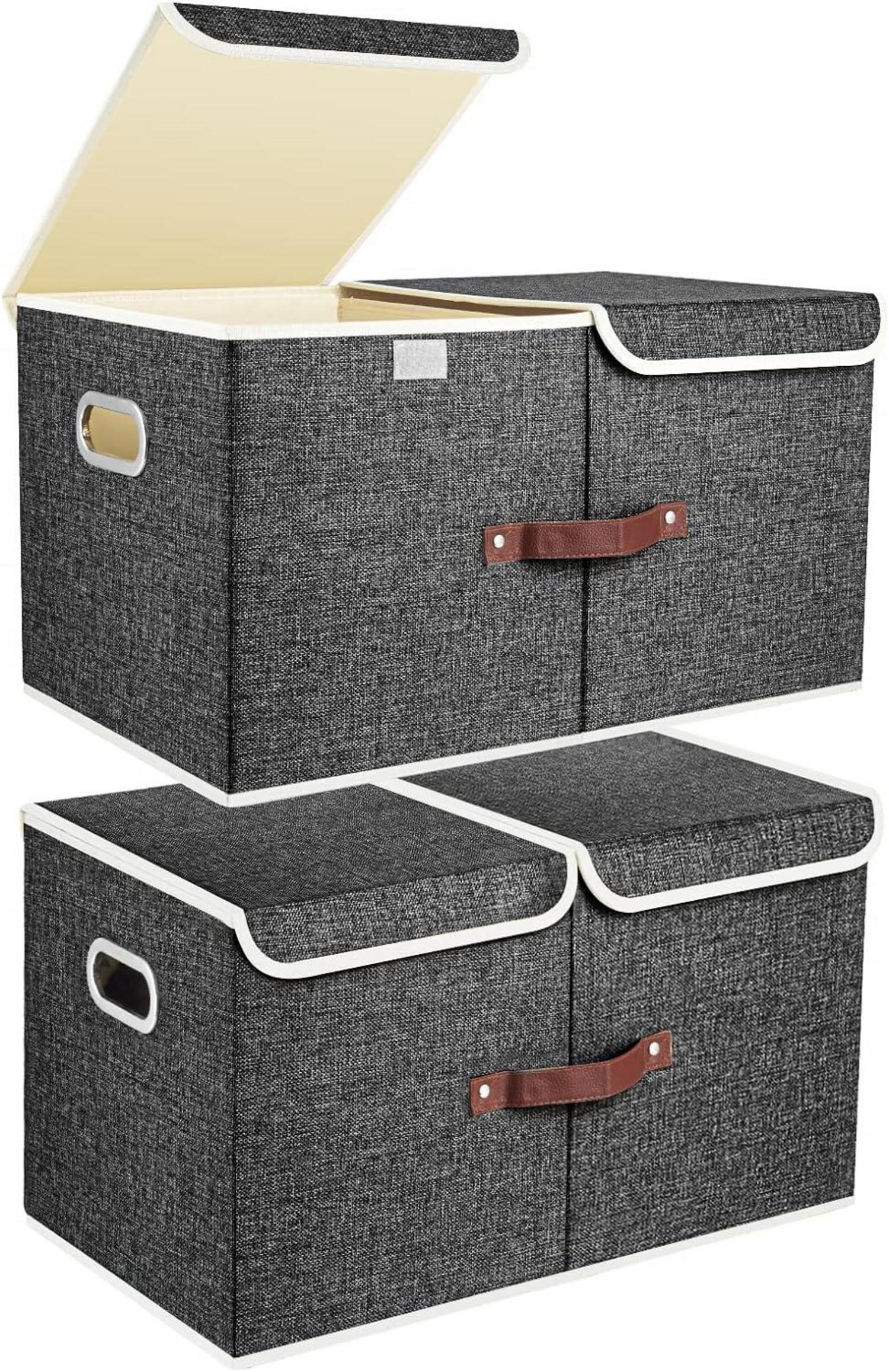 Extra Große Faltbare Aufbewahrungsbox mit Deckel, 55x33x30 cm, 2-Stück