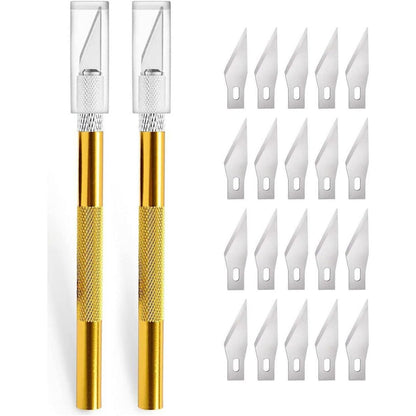 2x Cuttermesser Set mit 20 Ersatzklingen – Präzisionsmesser zum Basteln