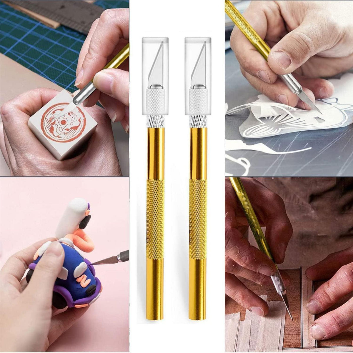 2x Cuttermesser Set mit 20 Ersatzklingen – Präzisionsmesser zum Basteln