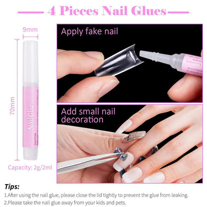500er Set French Acryl Nageltips mit Kleber – Falsche Nägel