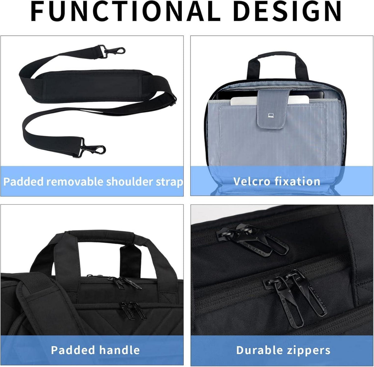Laptoptasche 17 Zoll Damen Herren Schwarz RFID wasserdicht