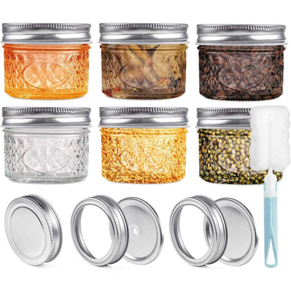 6er Set 120ml Einmachgläser mit 3 Deckelarten