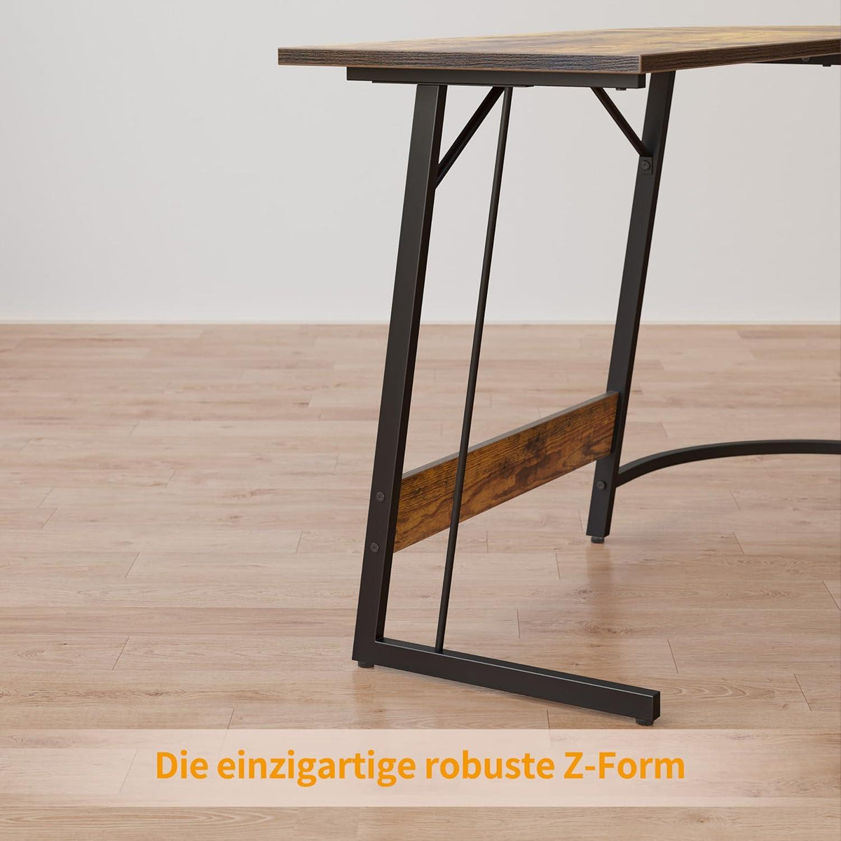 Gaming Schreibtisch Eckschreibtisch L-Form 170 x 120 cm Vintagebraun