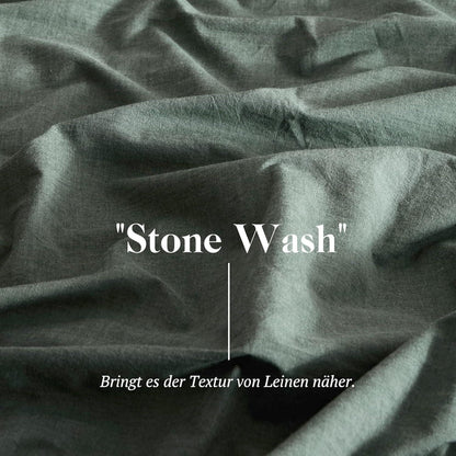 SOULFUL Bettwäsche 135x200 Baumwolle Salbei Grün Stone Washed