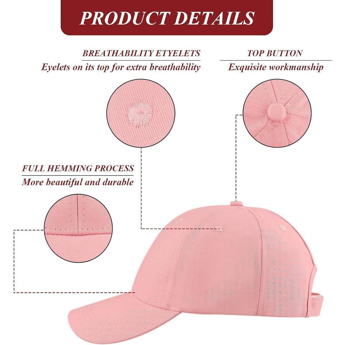 Pferdeschwanz Baseball Cap Damen & Herren Einstellbar Rosa