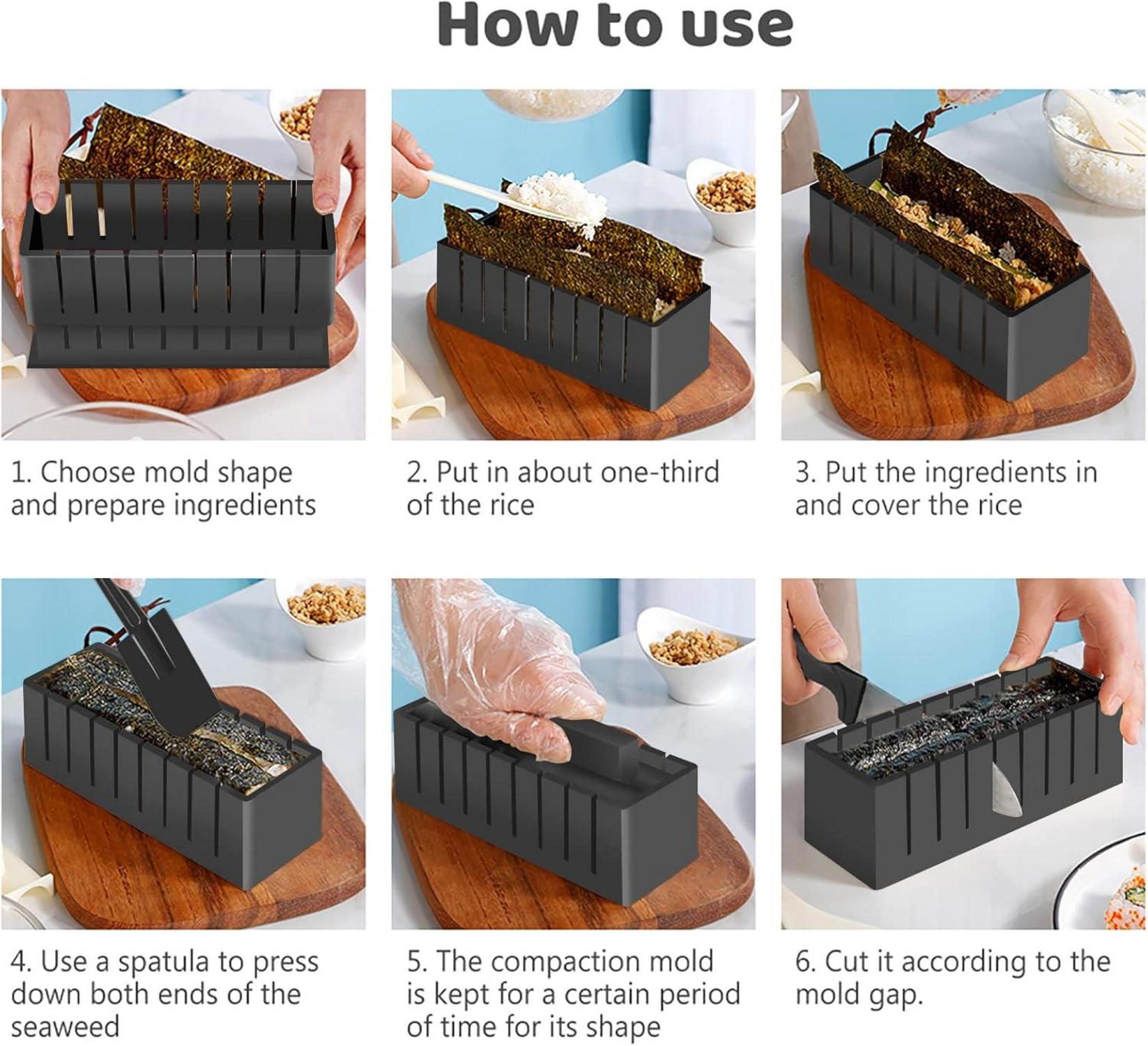 SKYSER Sushi Maker Set 20-teilig für Anfänger zum Selbermachen - Schwarz