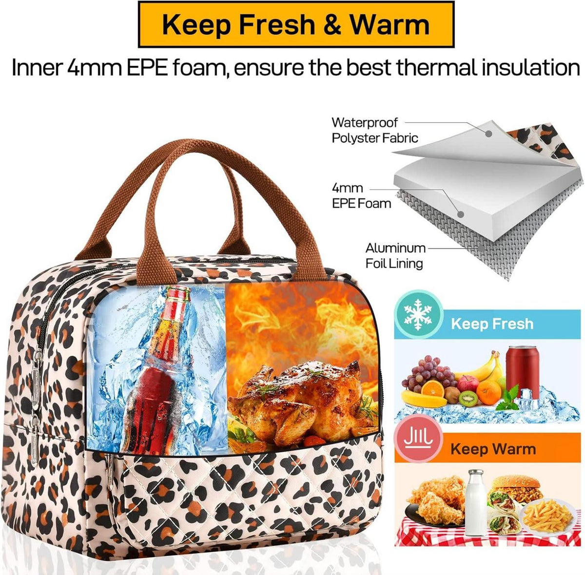 Isolierte Lunchtasche für Damen Herren Arbeit Erwachsene