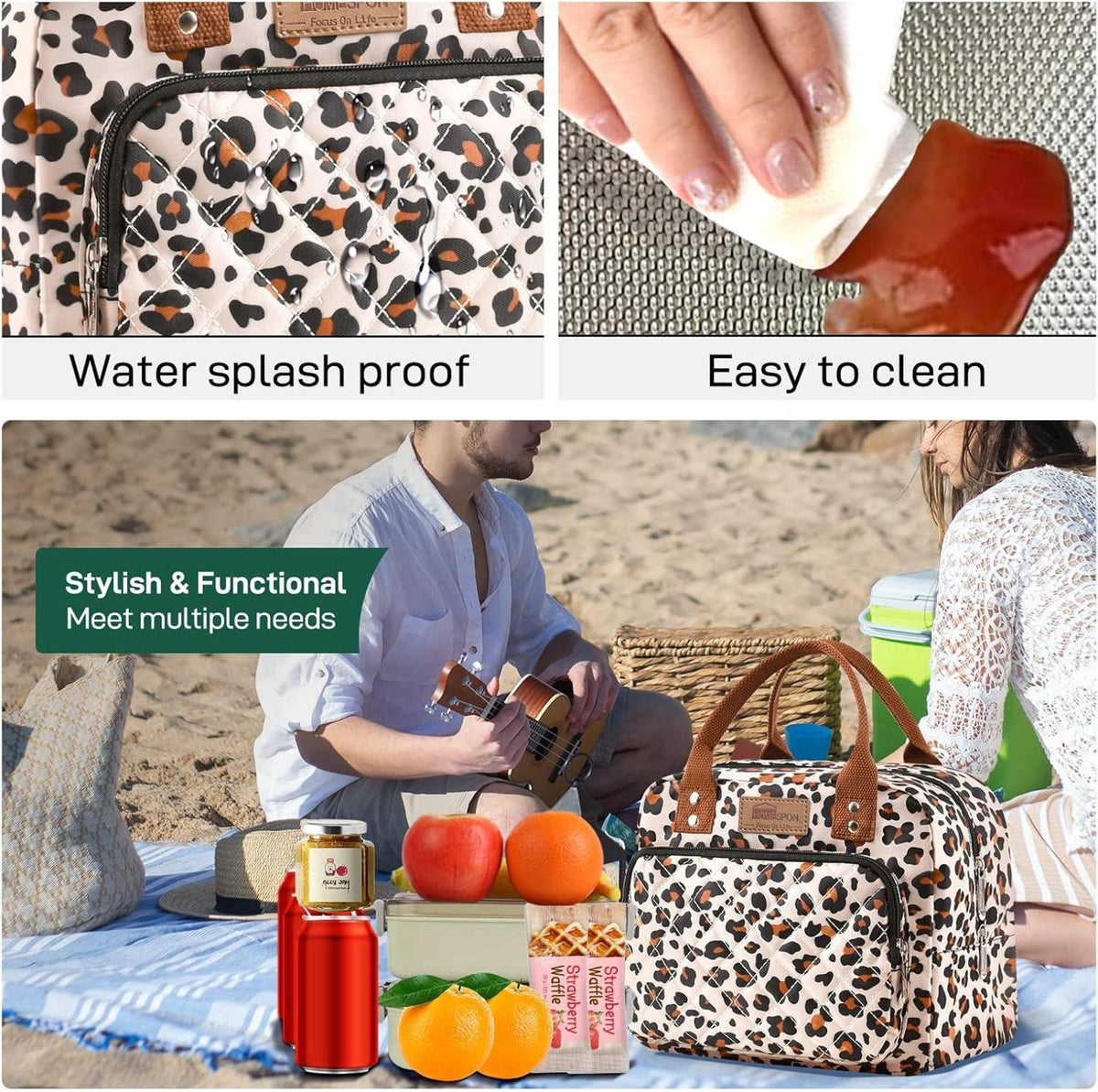 Isolierte Lunchtasche für Arbeit Erwachsene Kühltasche Lunchbox Leopard【STILVOLL