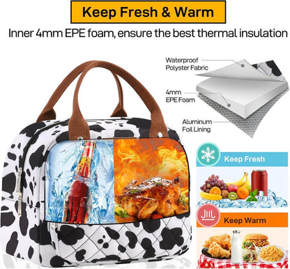 Isolierte Lunchtasche für Erwachsene Kuhdruck 4mm EPE-Schaum