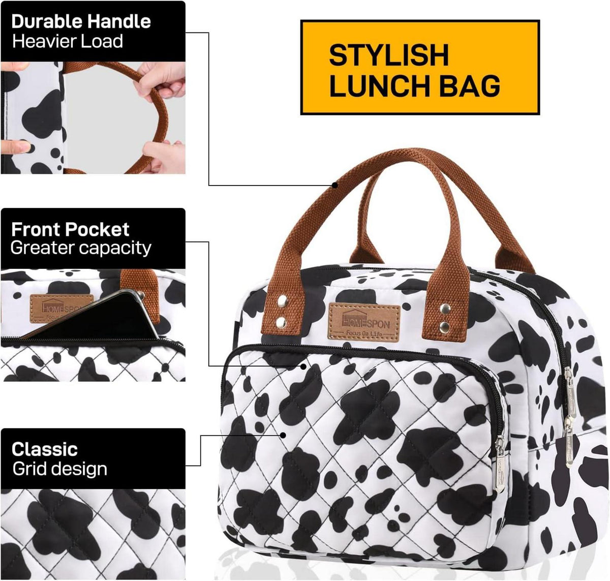 HOMESPON Isolierte Lunchtasche für Erwachsene Kühltasche Behälter - Stylisches