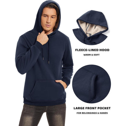 Herren Sherpa Hoodie – Warm & Winddicht – Dunkelblau XL