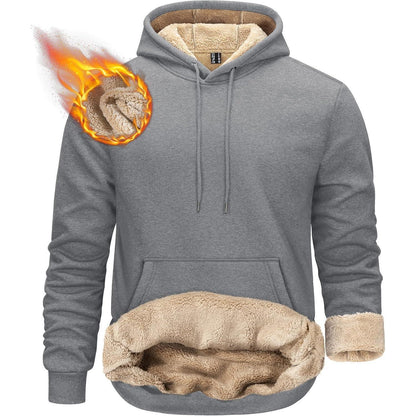 Herren Sherpa Hoodie mit Kängurutasche - Hellgrau