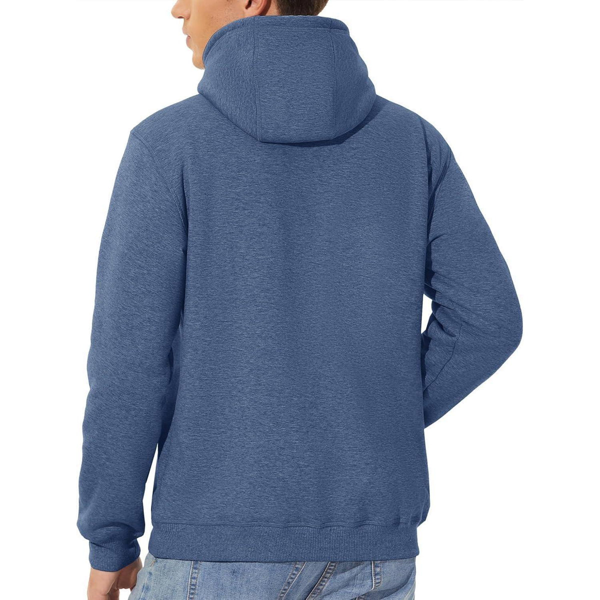 Herren Sherpa Hoodie mit Kängurutasche, Blaugrau XL