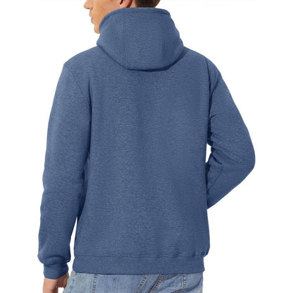 Herren Sherpa Hoodie mit Kängurutasche, Blaugrau XL