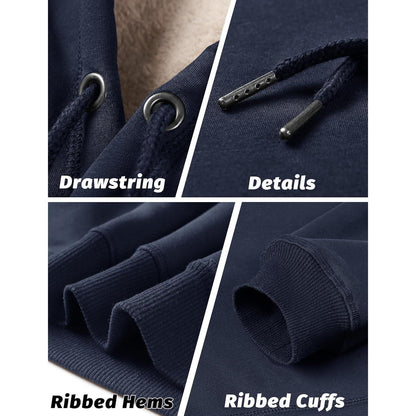 Herren Sherpa Hoodie Dunkelblau L Winter Warm Winddicht