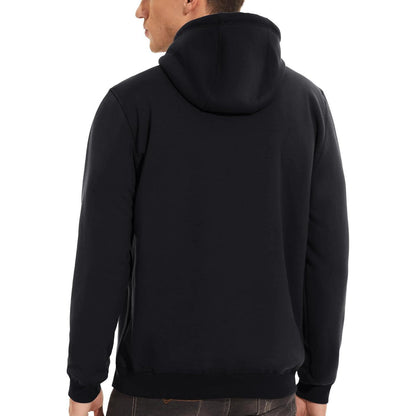 Herren Sherpa Hoodie mit Kängurutasche – Warm & Winddicht – Schwarz XXL