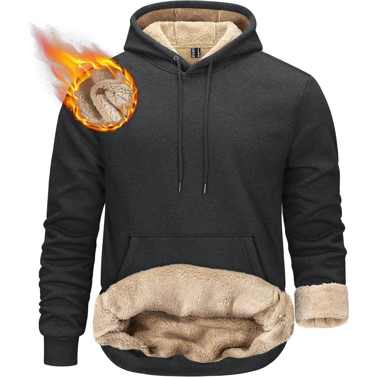 Herren Sherpa Hoodie mit Kängurutasche - Dunkelgrau XL