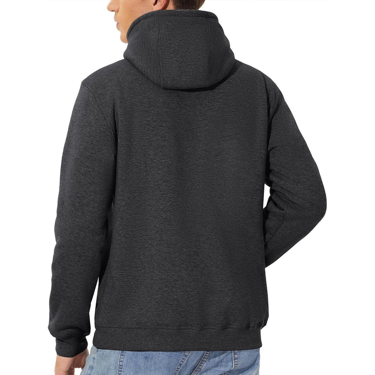 Herren Sherpa Hoodie mit Kängurutasche - Dunkelgrau L