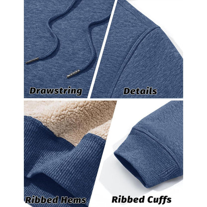 Herren Sherpa Hoodie mit Kängurutasche, Blaugrau, Größe M