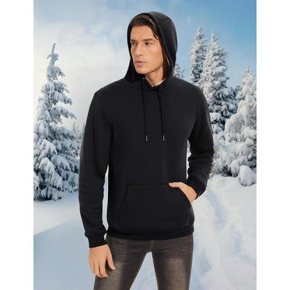 Herren Sherpa Hoodie mit Kängurutasche – Warm & Winddicht – Schwarz, Größe M