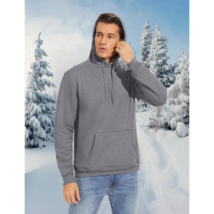 Herren Sherpa Hoodie – Dickes Fleece, winddicht, warm, Hellgrau