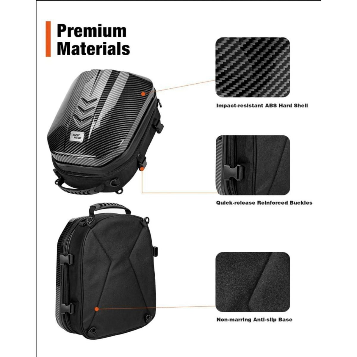 Wasserdichte Motorrad Hecktasche mit ABS Hartschale & Erweiterung