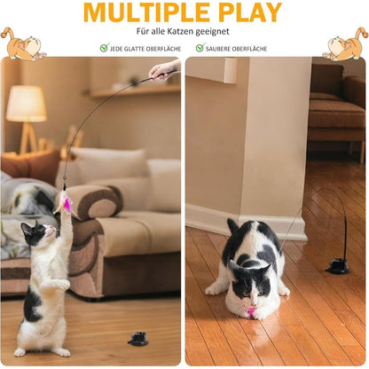 Katzenspielzeug Set 11: Angel mit Feder für Kitten
