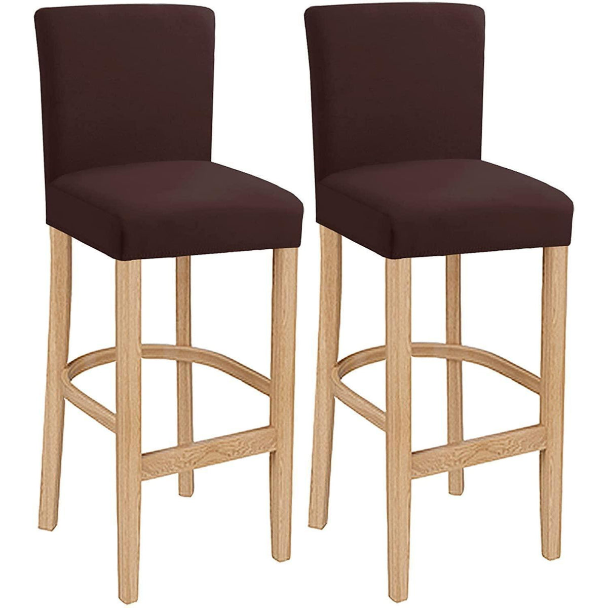 Barhockerbezug mit Rückenlehne, 2 Stück, Braun