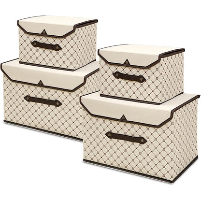 Stoffboxen 4er Set Petunia mit Deckel Faltbar Raumwunder