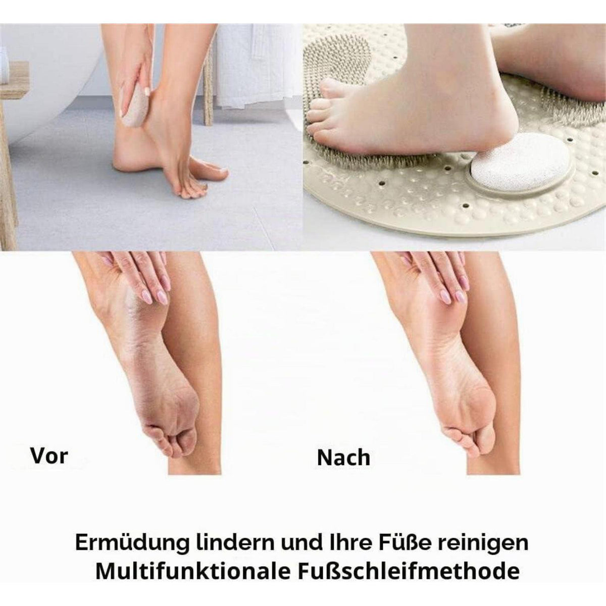 Rutschfeste Badematte mit Saugnäpfen & Bimsstein-Peeling