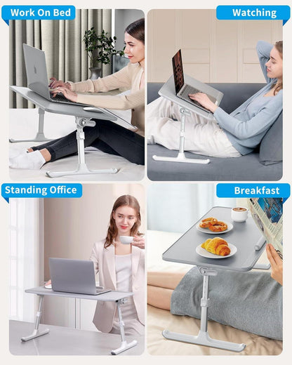 SAIJI Laptop Tisch Bett 17in Laptop Höhen- & Winkelverstellbar Grau