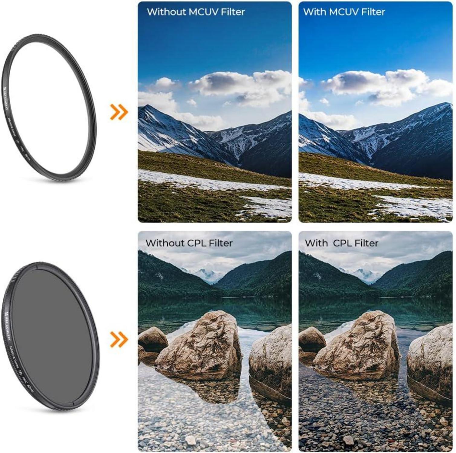 67mm K&F Concept Filterset Polfilter MCUV Filter Zirkularer Polarisation UV