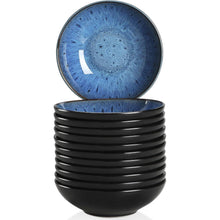 12-teiliges Suppenteller Set Steinzeug Blau 950ml