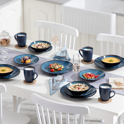 8-teiliges Suppenteller Set Steinzeug 950ml Blau